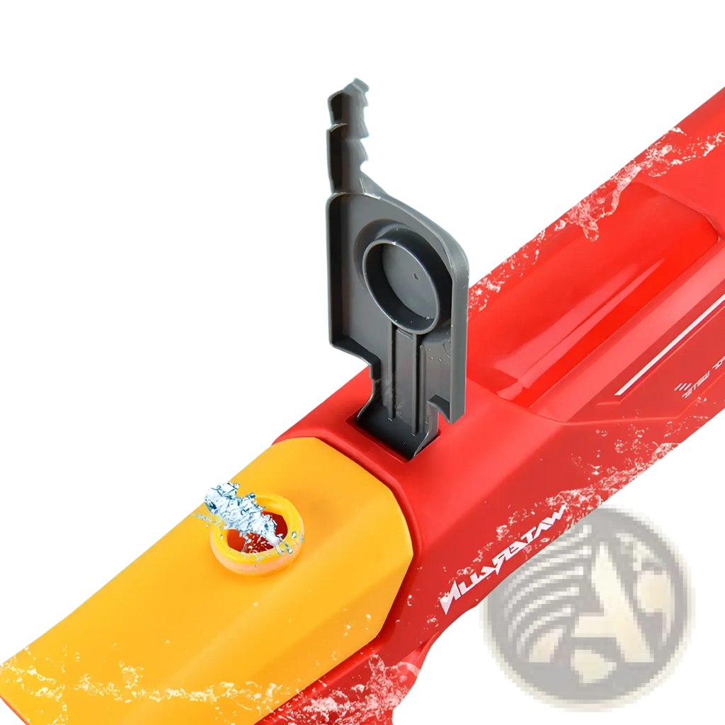 Shark electric water gun high pressure p90 model in red and yellow with black trigger mechanism for outdoor water play