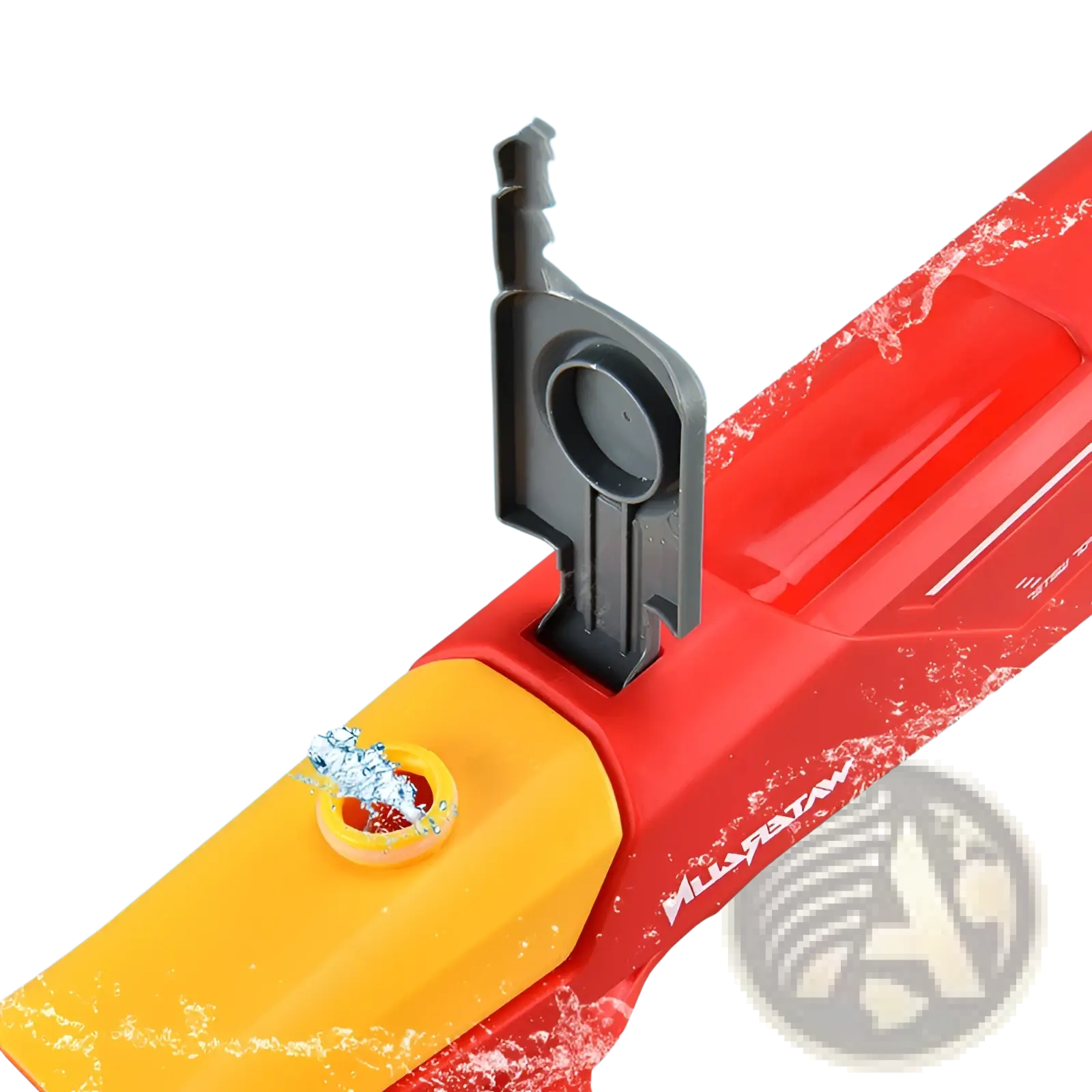 Shark electric water gun high pressure p90 model in red and yellow with black trigger mechanism for outdoor water play