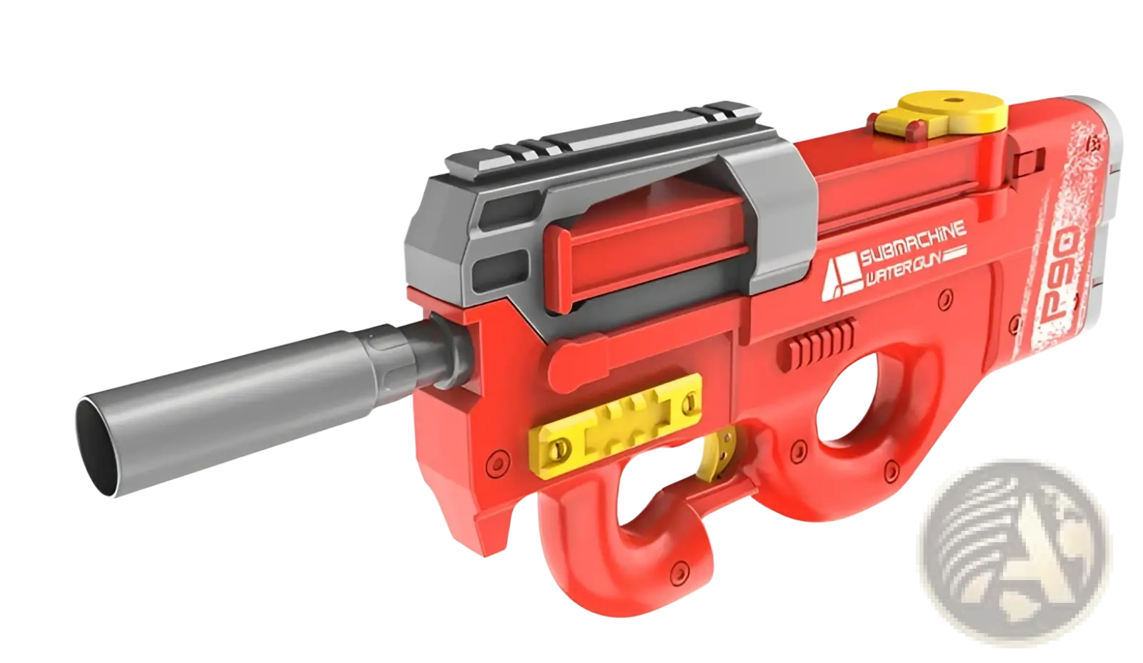 Red and gray plastic Shark electric water gun with yellow accents high pressure p90 design water toy