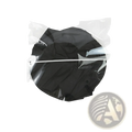 Black circular shower cap in clear plastic packaging for shaving bib foldable waterproof barber cape apron use