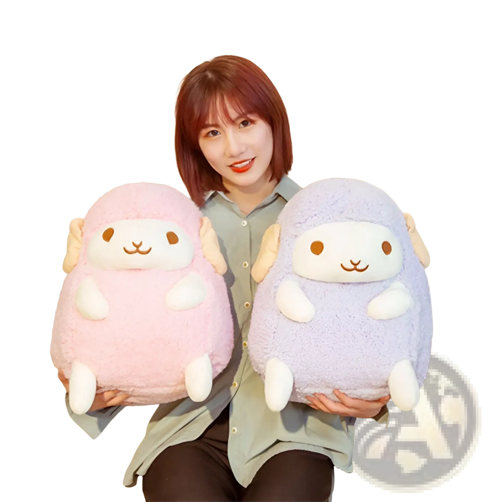 Pink and lavender sheep plush toy soft stuffed animal doll with fluffy texture and cute embroidered faces 30-40cm