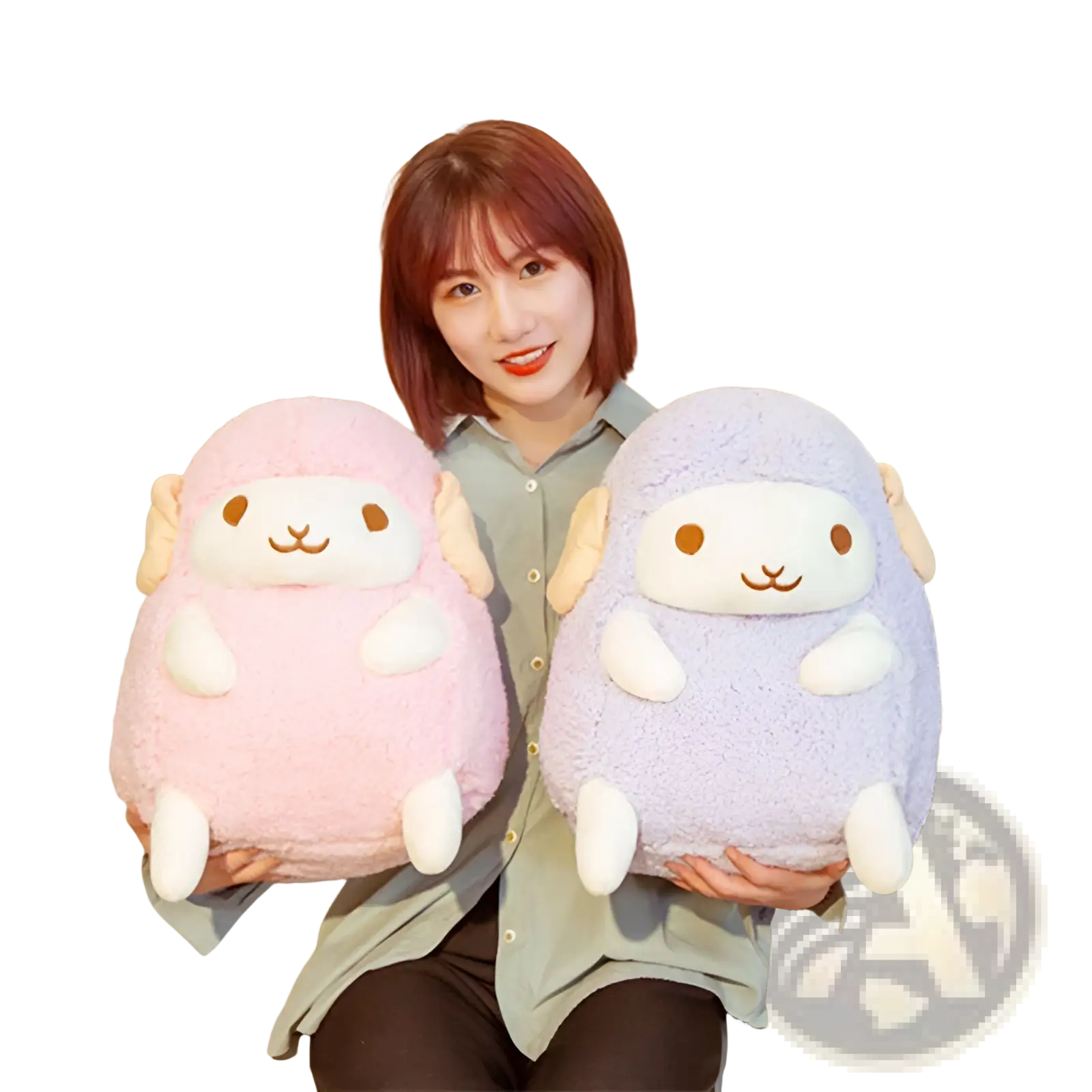Pink and lavender sheep plush toy soft stuffed animal doll with fluffy texture and cute embroidered faces 30-40cm