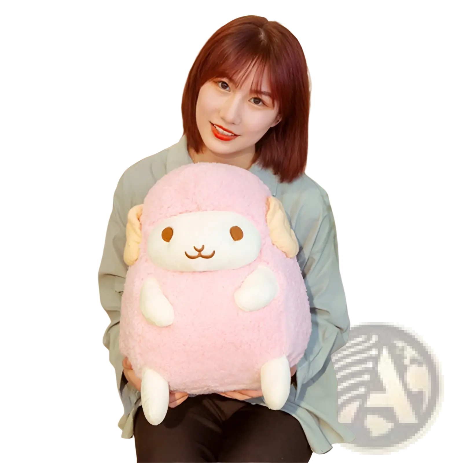 Soft pink sheep plush toy with white face ears and feet accents soft stuffed animal doll 30-40cm