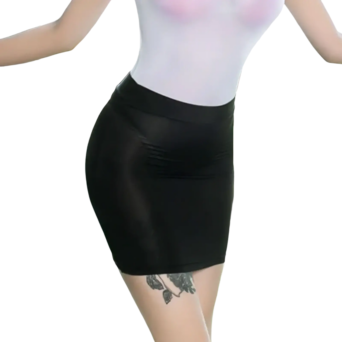 Black sheer micro mini pencil skirt with high waistband and smooth, form-fitting fabric for elegant wear