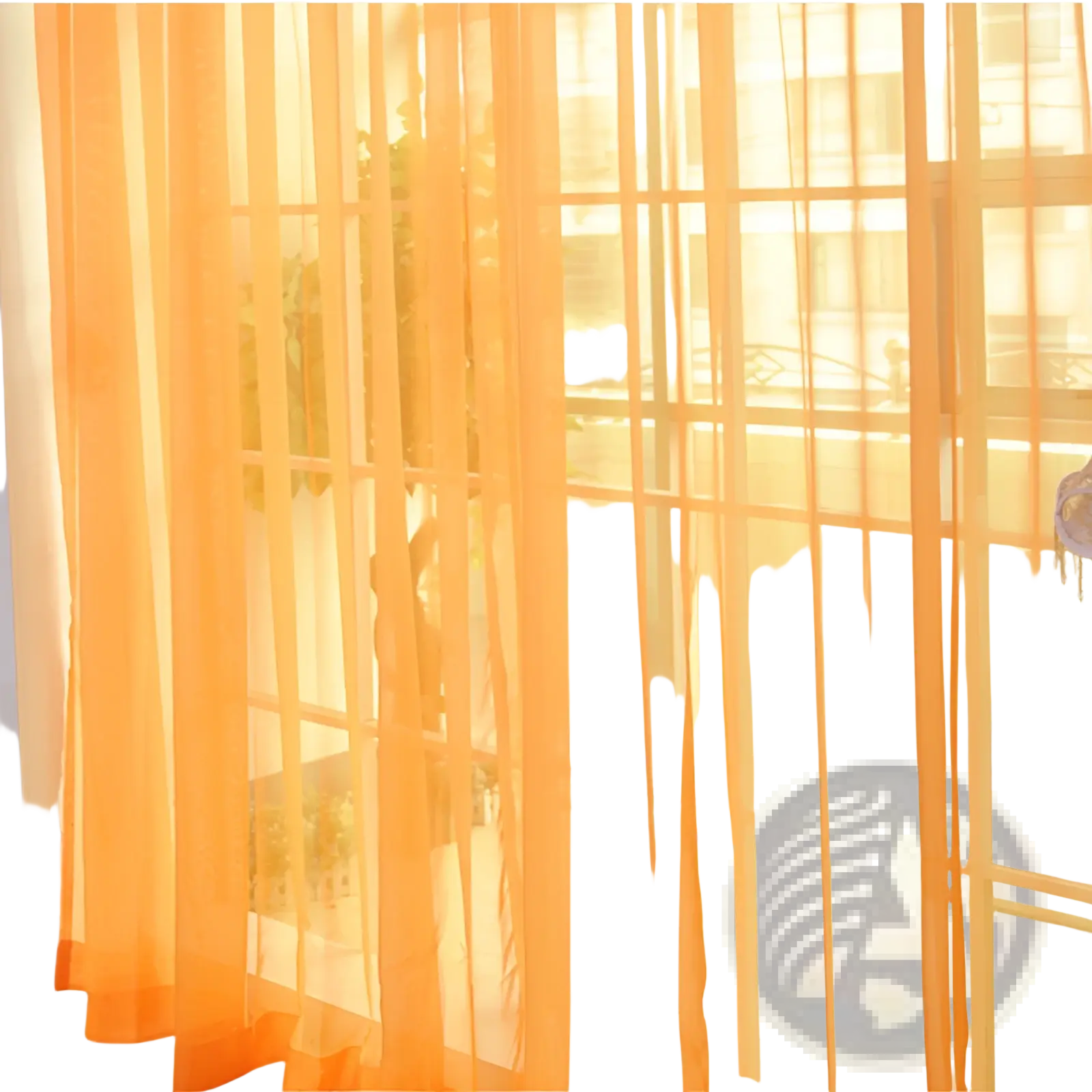 Orange sheer tulle window curtains with vertical pleats and soft translucent fabric for living room and bedroom