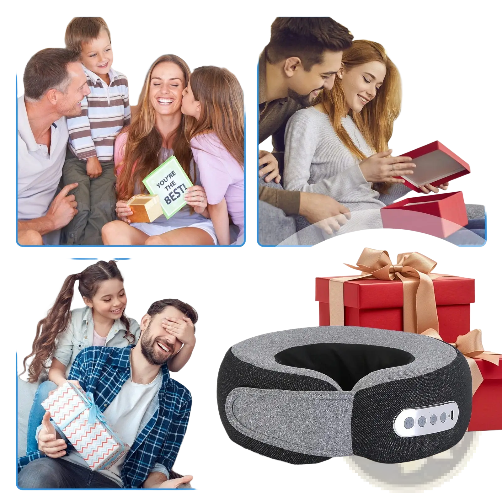 Gray and black fabric shiatsu neck massager pillow with heat memory foam and a sleek contoured design
