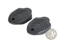 Black rubber footrest pads with textured curved grooves and central hole shown on the back side for shimano spd cleats sh51 sh56 mtb pedal set