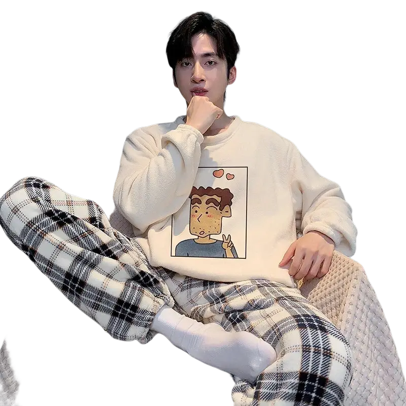 Cream-colored shin chan coral fleece sweatshirt featuring cartoon boy peace sign and hearts for customer service inquiries contact customer service