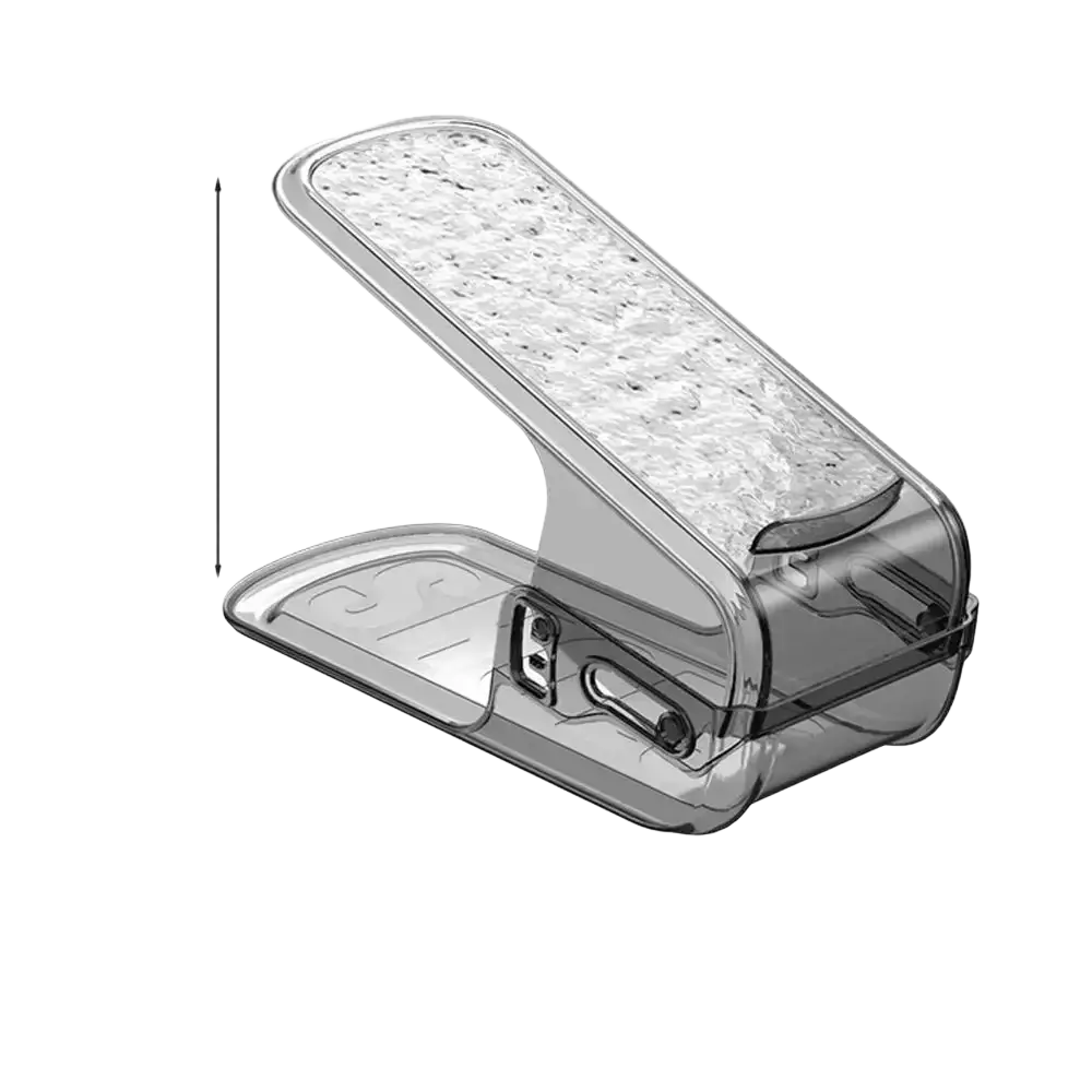 Transparent plastic clip with frosted texture and metallic hinge for shoe slots organizer double layer shoe rack
