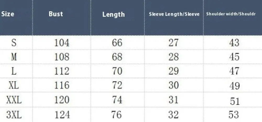 Size chart for a men’s beige hollow knit short sleeve cardigan shirt showing women’s top measurements in centimeters from s to 3xl