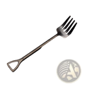 Black matte-finished stainless steel dessert fork with a shovel-shaped handle from the shovel spoon set