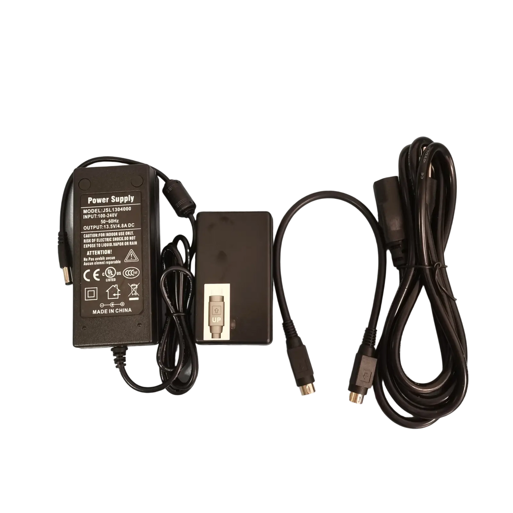 Black plastic signal fire fusion splicer power adapter jsl1304000 with 12v 8a dc output and coiled cables