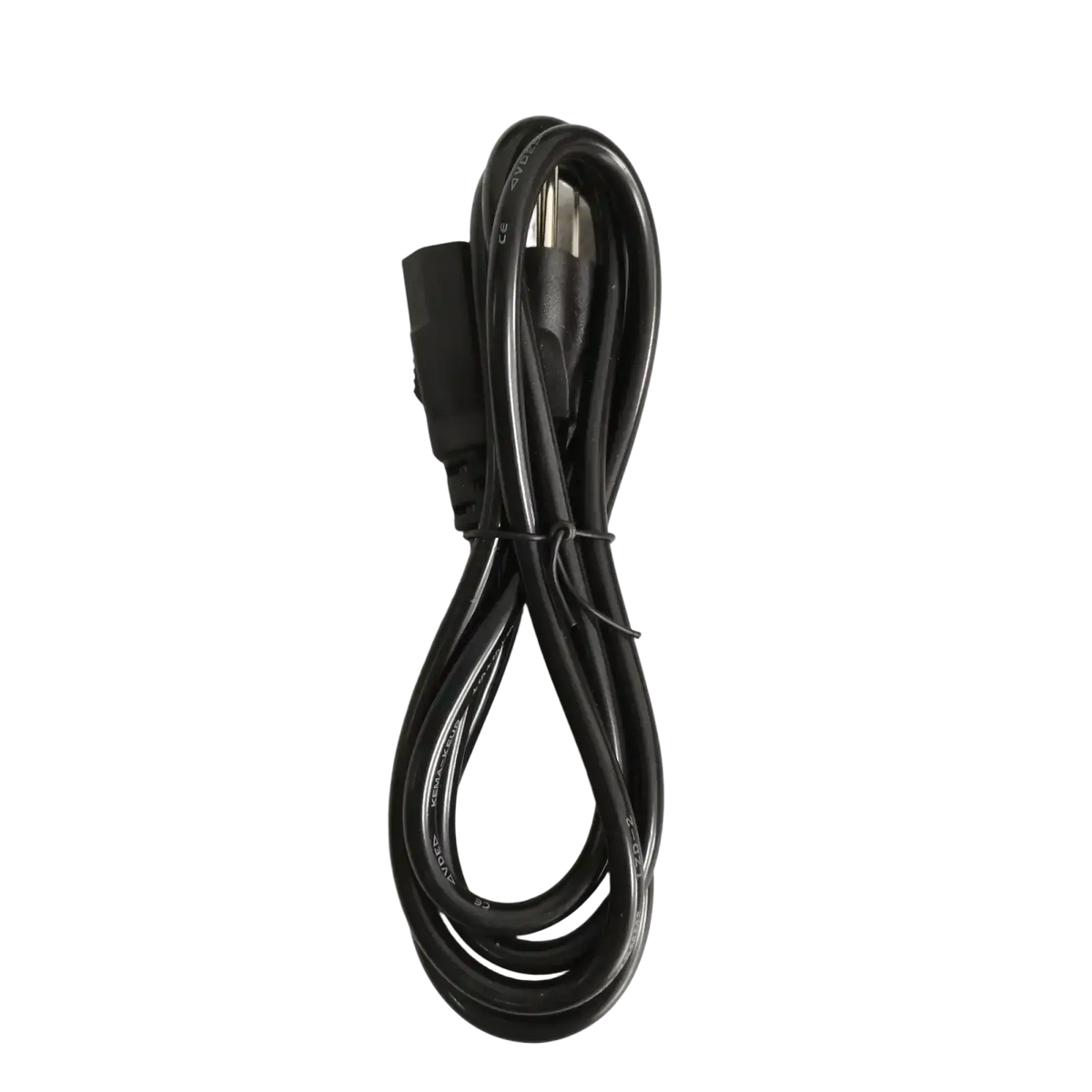 Black power cord with standard three-prong plug and molded connectors for signal fire fusion splicer power charger adapter