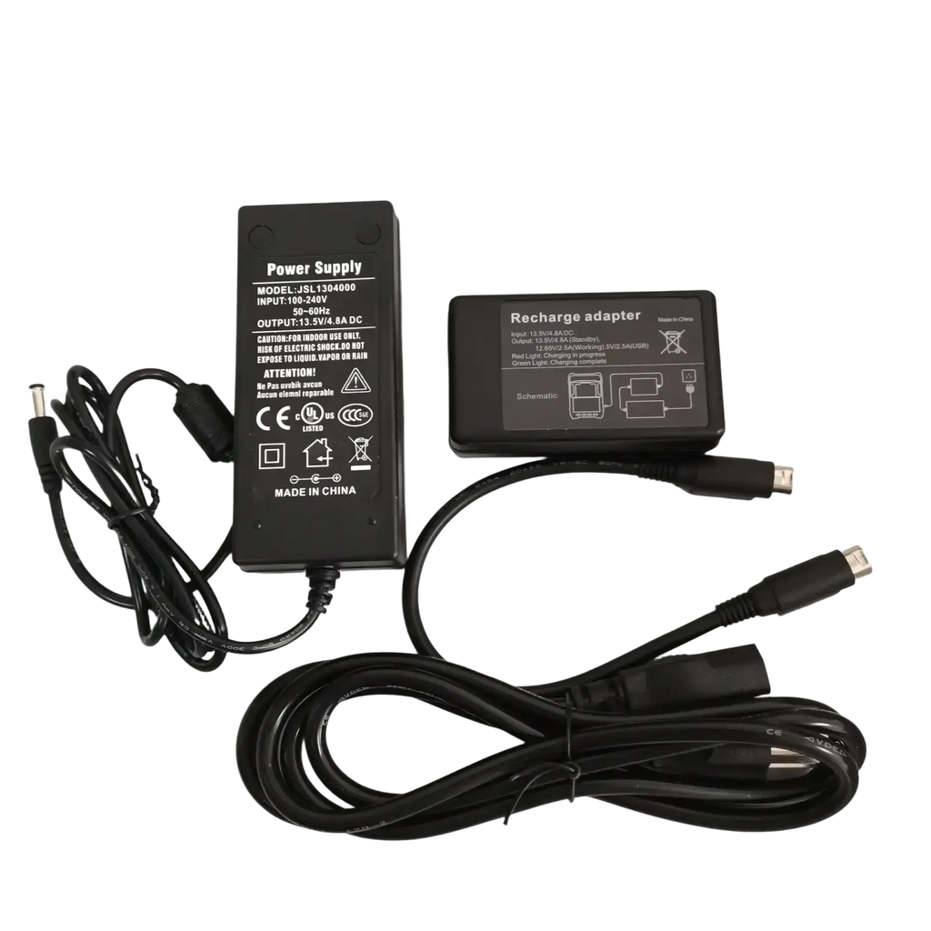 Black plastic signal fire fusion splicer power charger adapter with coiled cables for fusion splicer power supply