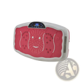 Silent vibration fitness plate for home workout in pink and white with a smiling face design on the surface