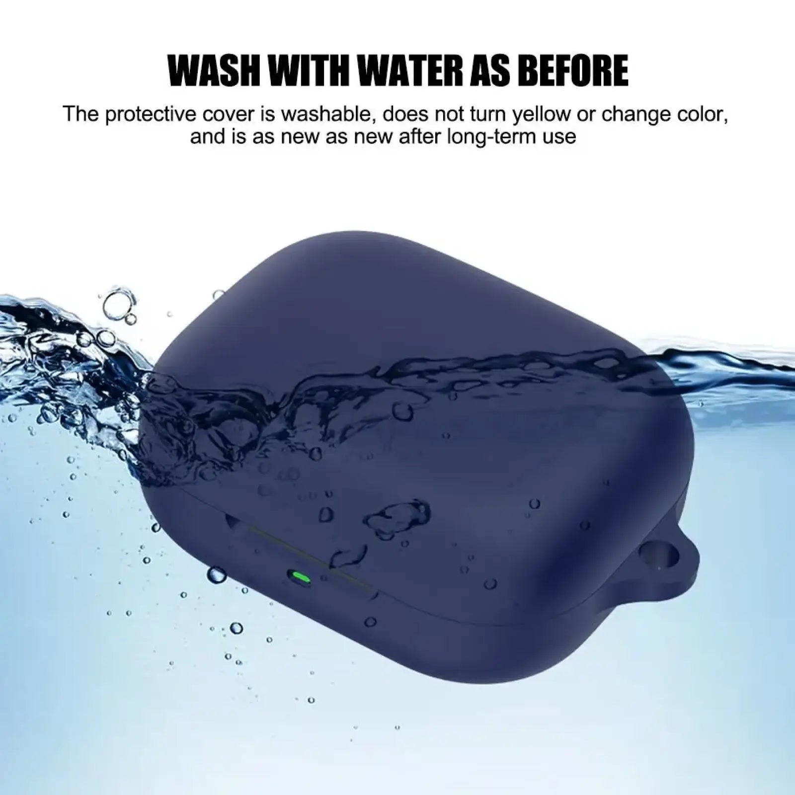 Dark blue silicone airpods pro case protective cover showing the back side for durable protection and style