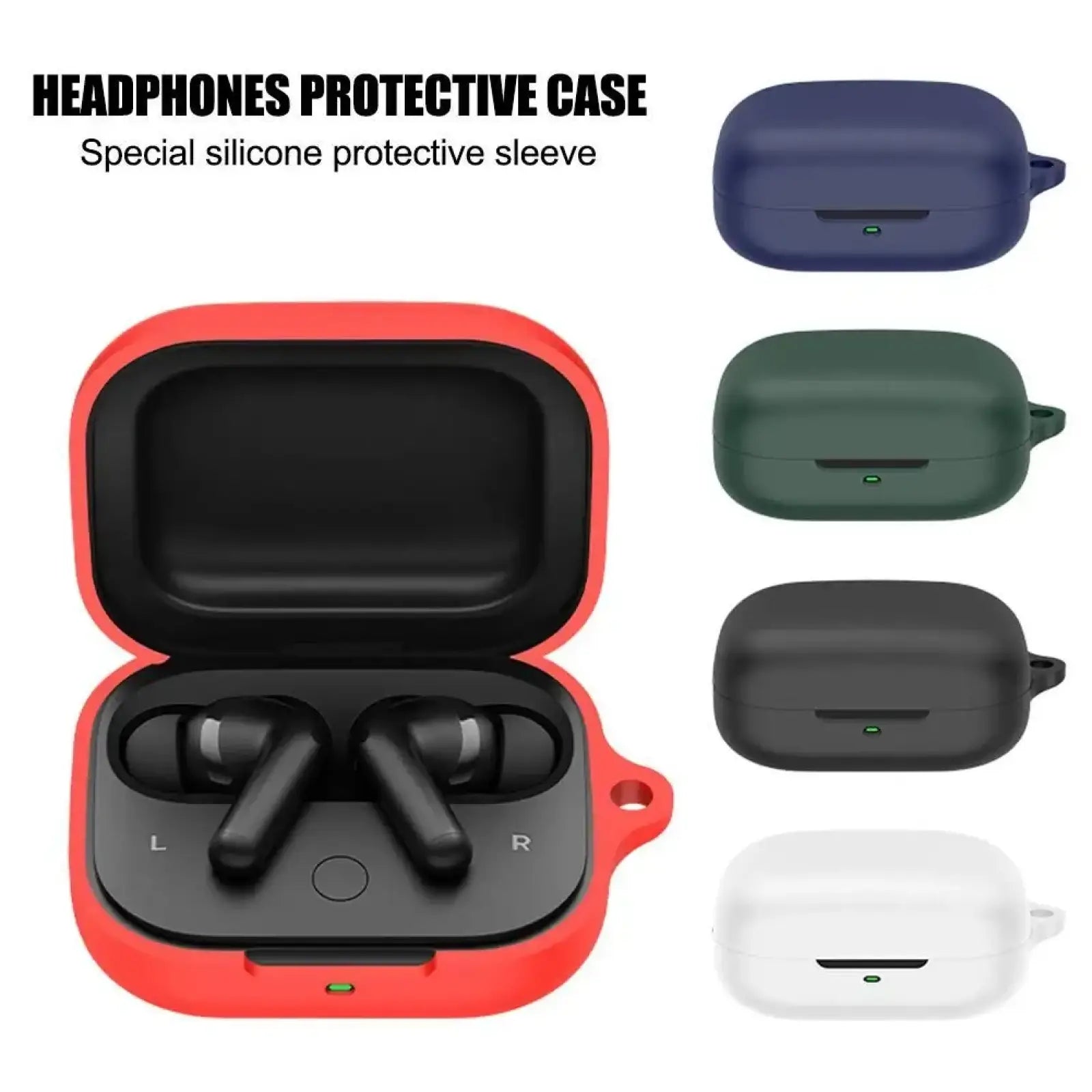 Red silicone airpods pro case protective cover shown from the back side for wireless earbuds protection