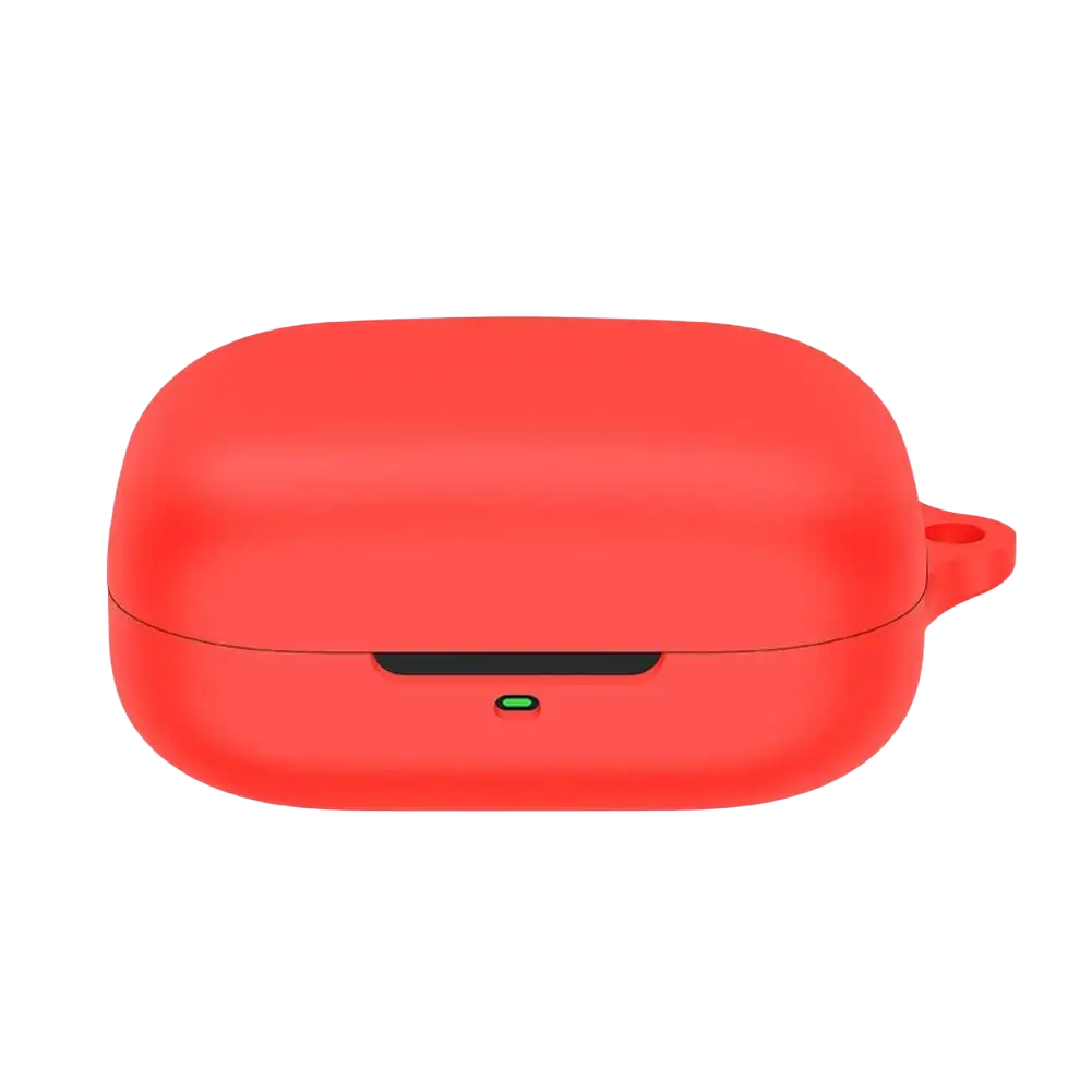 Vibrant red silicone airpods pro case protective cover shown from the back side for durable protection