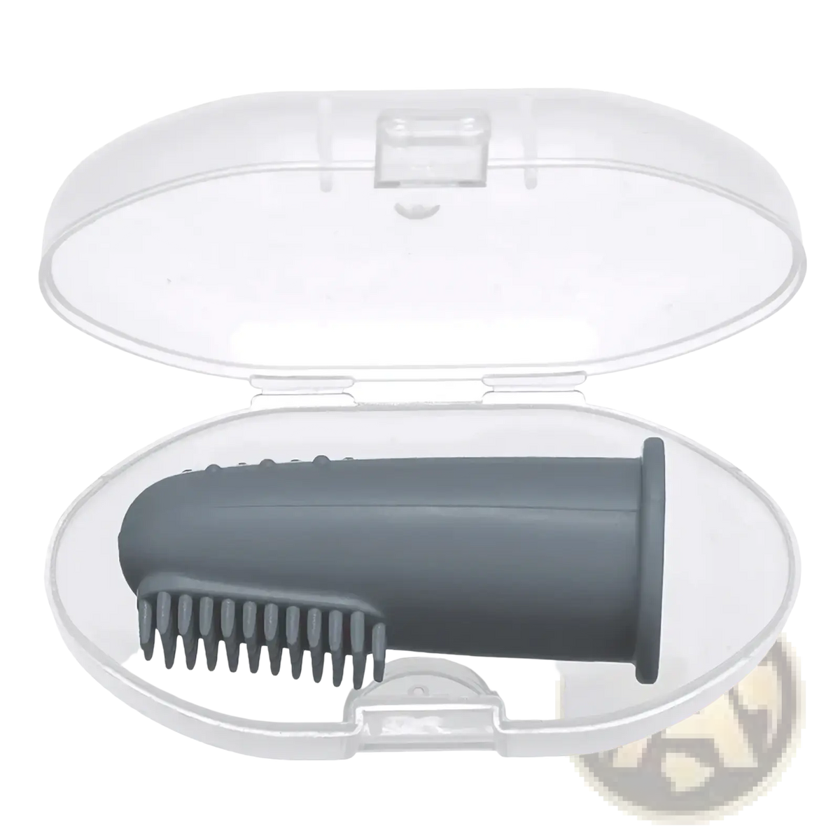 Gray silicone baby finger toothbrush bpa free with soft bristles designed for gentle tooth cleaning