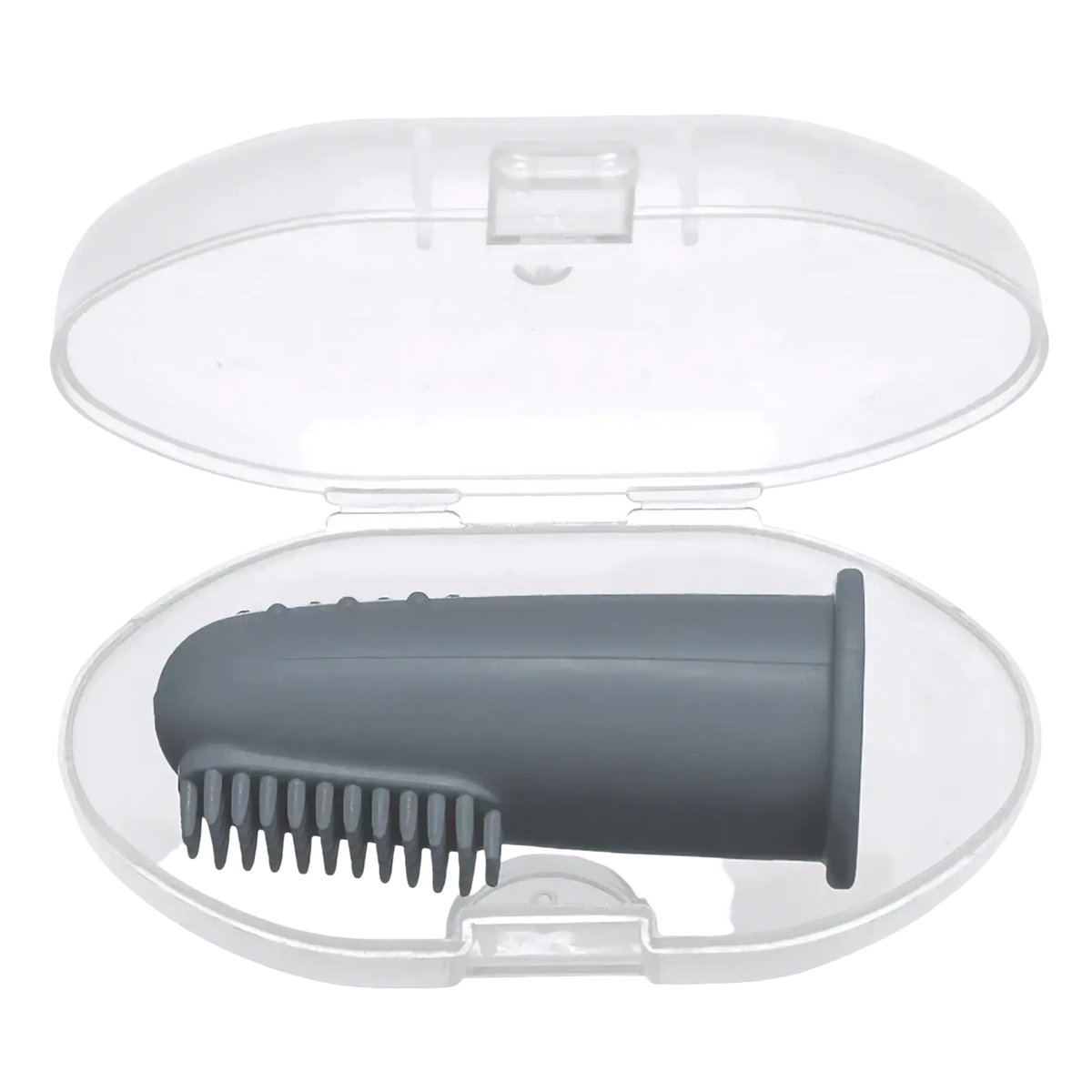 Gray silicone baby finger toothbrush bpa free with soft bristles designed for gentle tooth cleaning