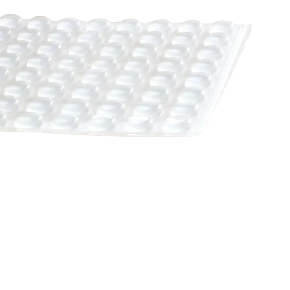 Clear silicone cabinet bumpers 100 pack with rounded dome-shaped pads on adhesive backing for furniture protection