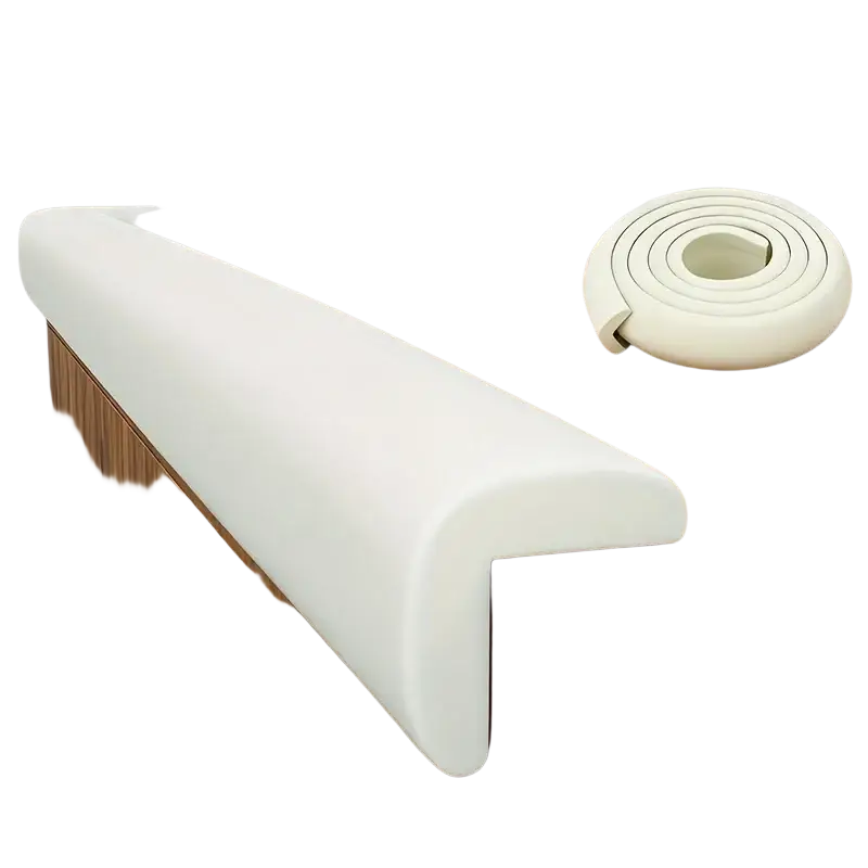 White silicone corner protector with soft foam and smooth rounded design for pastel baby safety guard