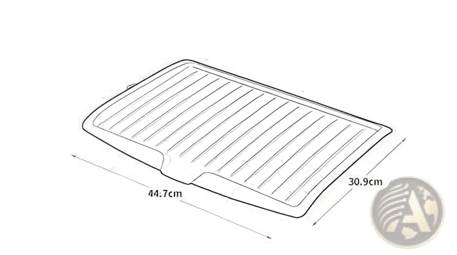 Rectangular black silicone dish drying mat with ribbed texture and dimensions 44.7cm by 30.9cm for kitchen use