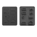 Black silicone dust plugs set designed for ps5 slim and pro console ports to protect from dust and debris