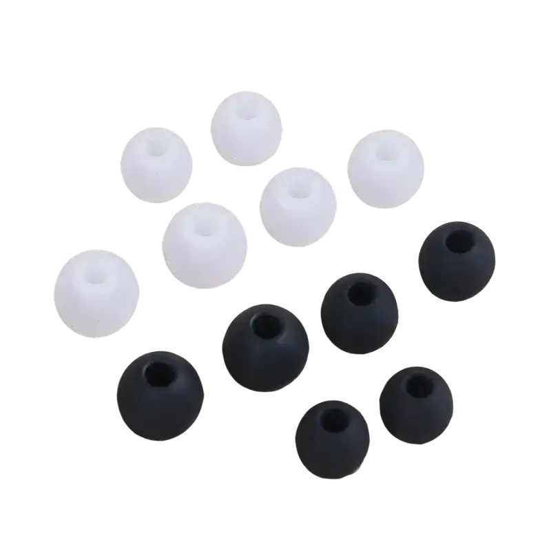 Silicone earphone tips 6 pairs in black white for in-ear headphones lost ear pads replacement in small medium large sizes