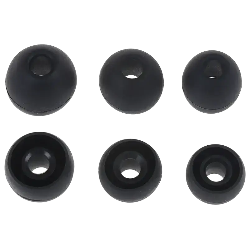 Black and white silicone earphone tips in various sizes for in-ear headphones replacement lost ear pads