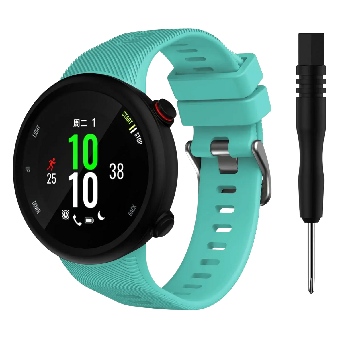 Teal silicone garmin forerunner 45 and garmin swim watch band with textured surface and silver-toned metal buckle high quality