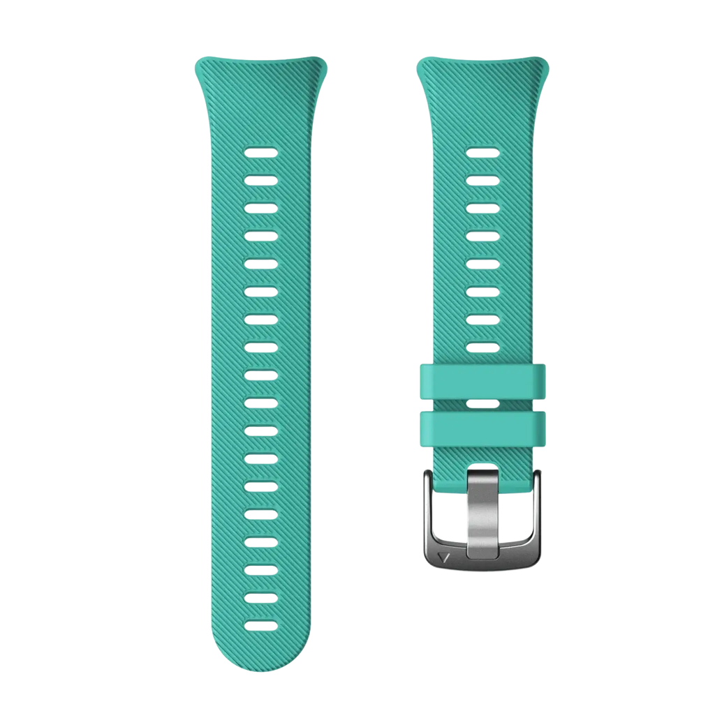 Teal high quality silicone garmin forerunner and garmin swim watch band with silver tone buckle