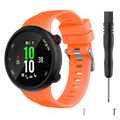 Vibrant orange high quality silicone garmin forerunner and garmin swim watch band with black buckle and silver hardware