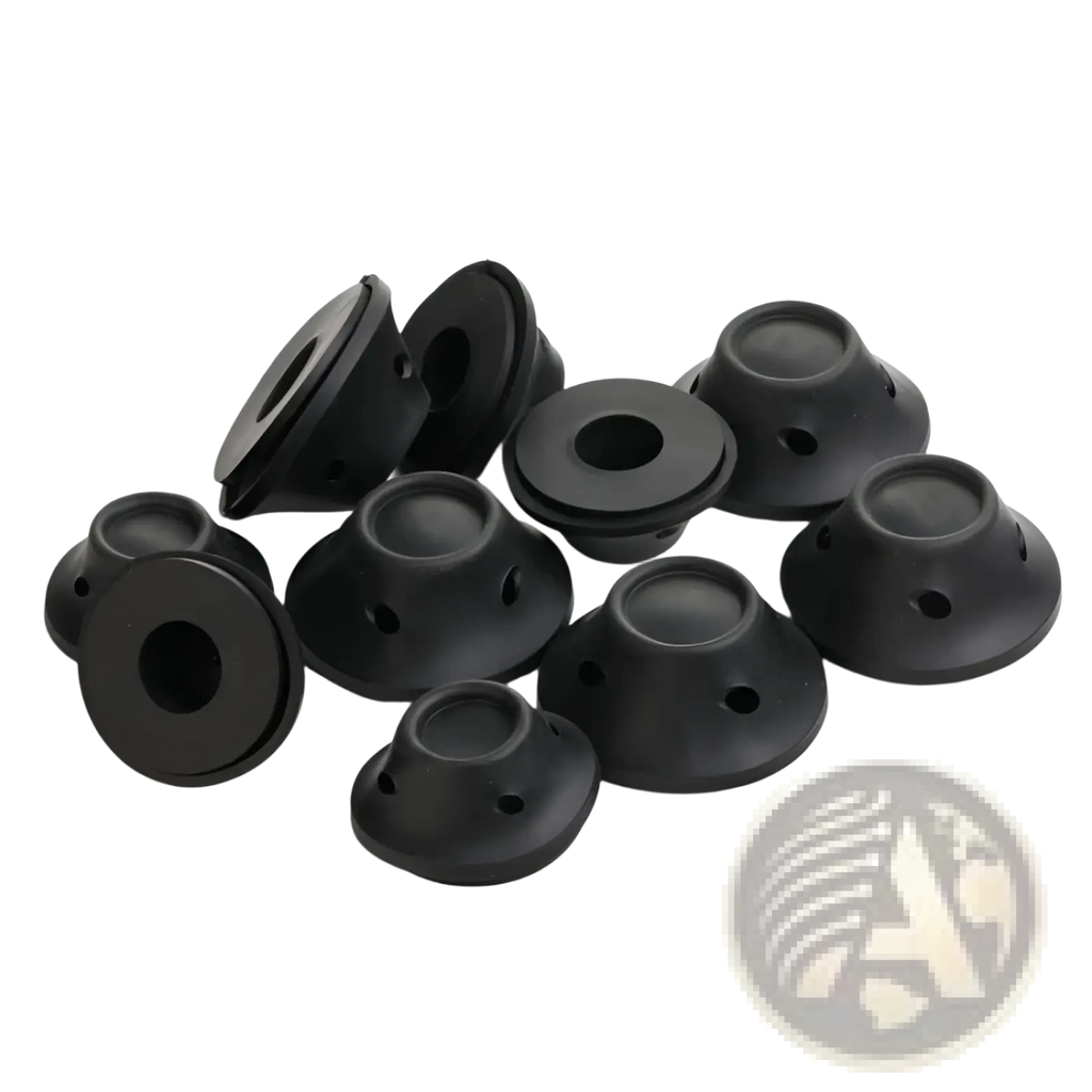 Black silicone hair curlers with no heat soft rubber rollers dome shaped with multiple holes 10pc set