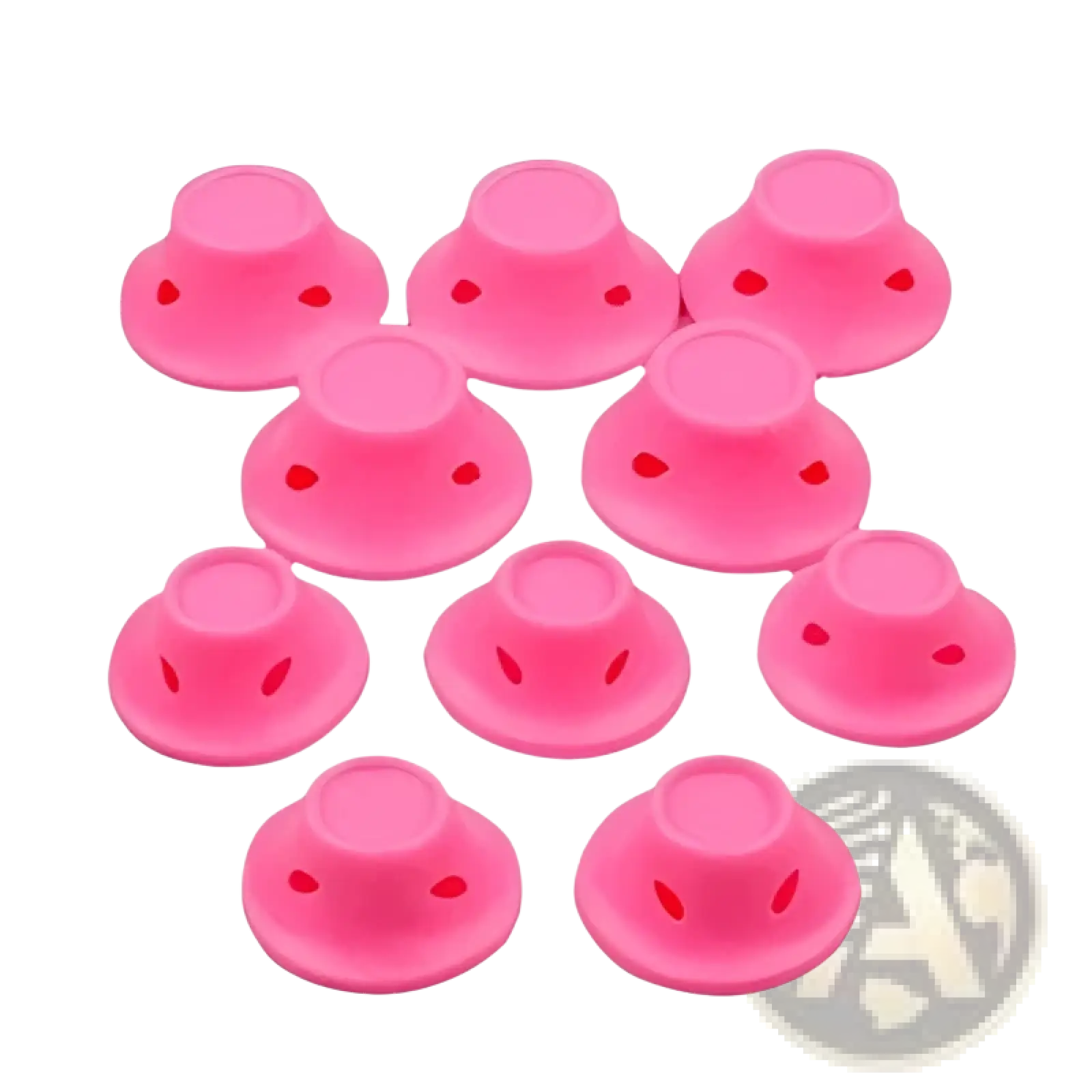 Pink silicone suction cup attachments for silicone hair curlers no heat soft rubber rollers 10pc set
