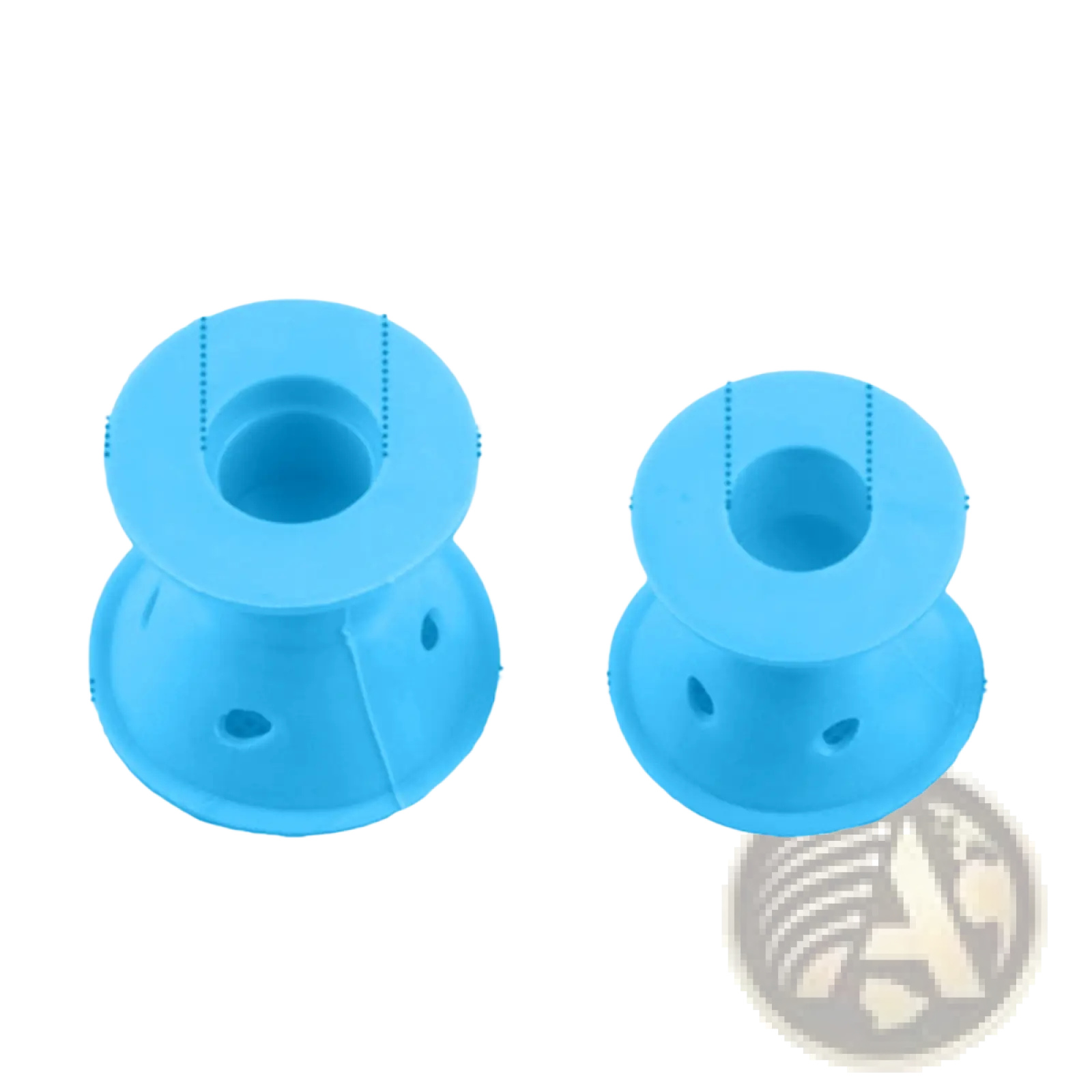 Blue silicone grip sleeves in two sizes for no heat soft rubber hair curlers 10 piece set