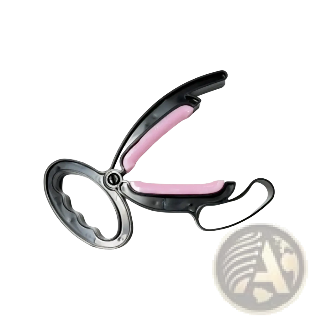 Silicone hand grip exercise clip with black and pink plastic ergonomic bottle opener handles for comfortable use