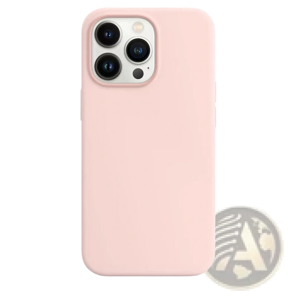 Soft pink silicone iphone 13 pro max matte case showing the back side with a smooth matte finish