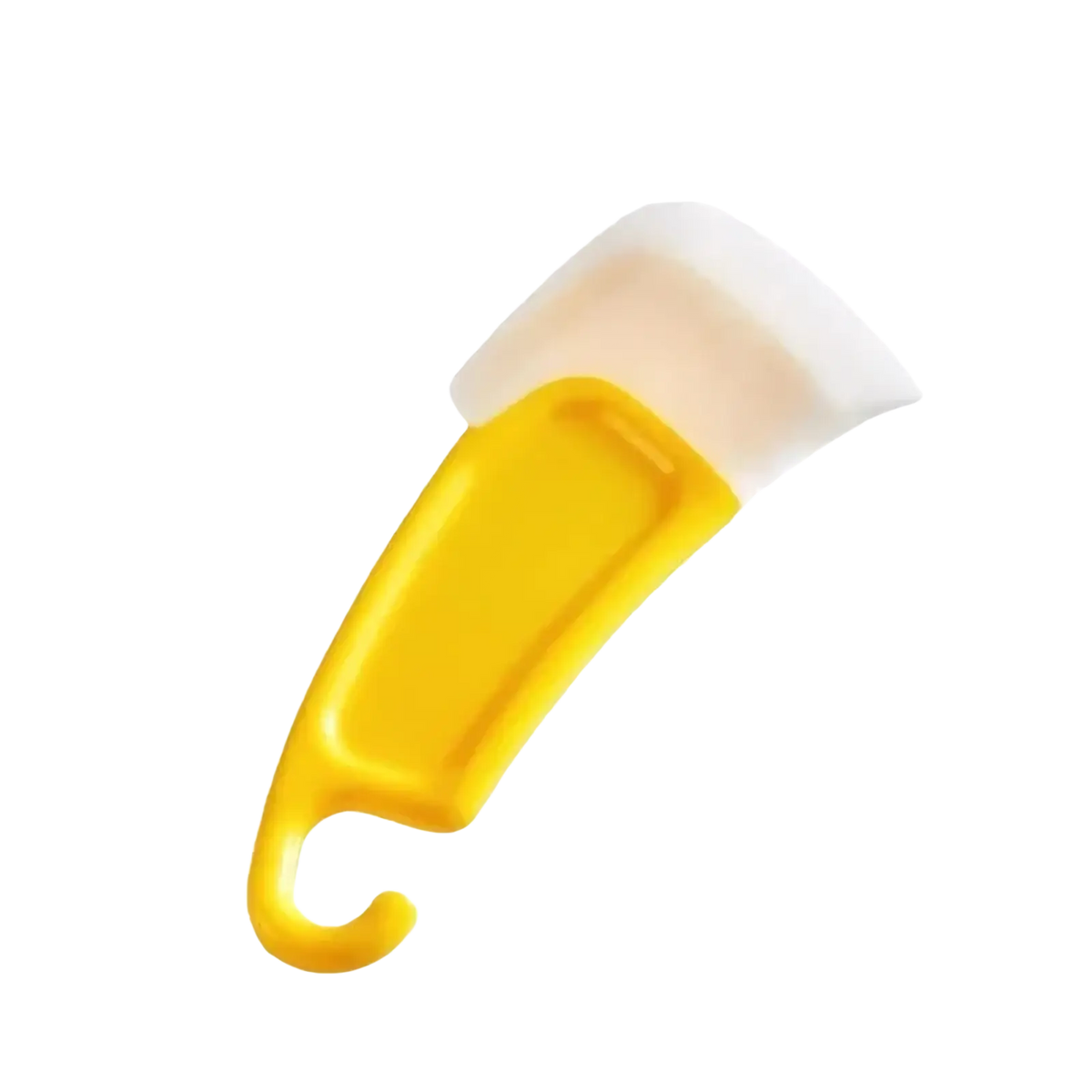 Yellow plastic silicone kitchen pan scraper and dish cleaner tool with white rubberized head for effective cleaning