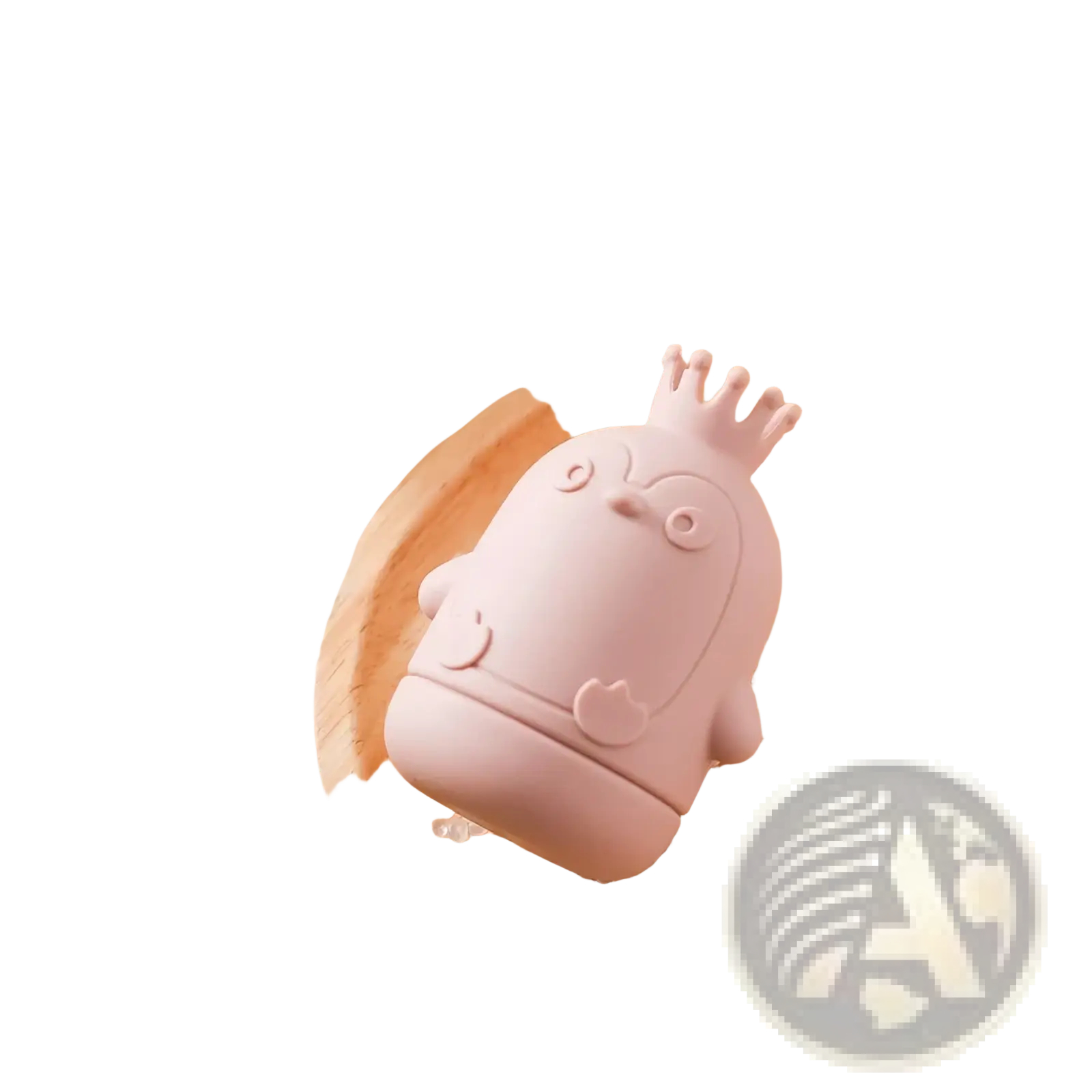 Pink silicone penguin-shaped baby bath toy with a crown designed as a silicone koala baby bath sprinkler toy
