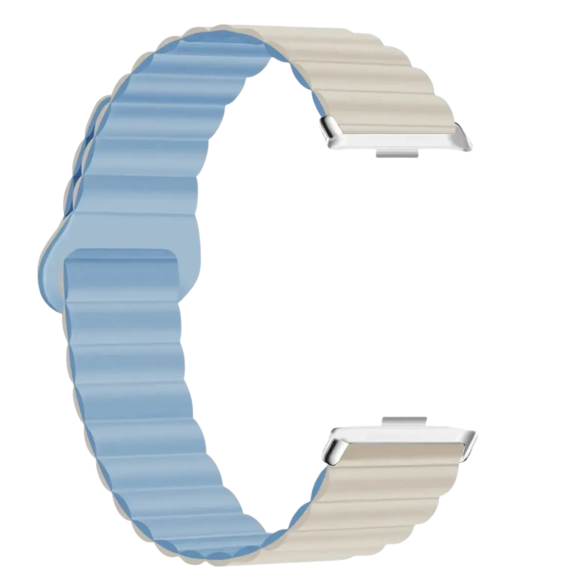 Beige and light blue silicone magnetic smart watch band with a clasp for Xiaomi Redmi Watch