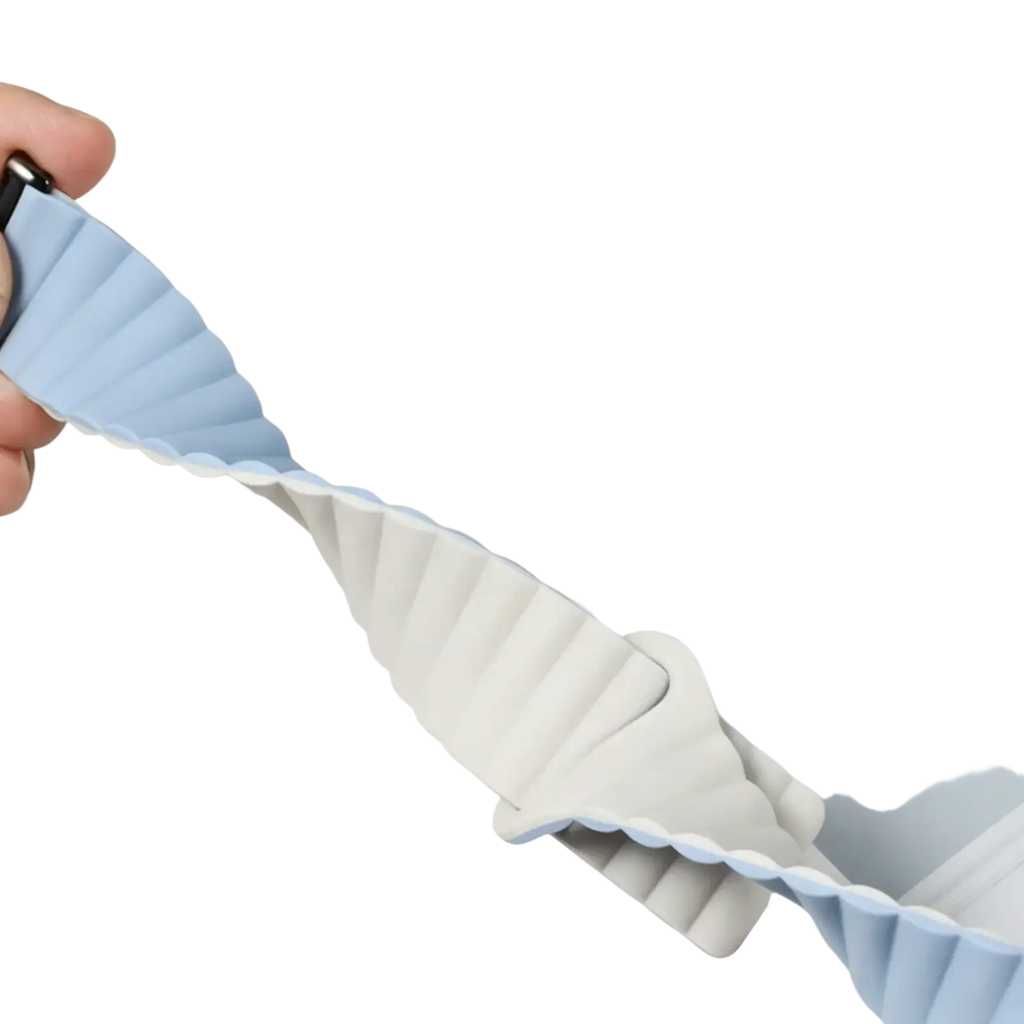 Light blue and white silicone magnetic smart watch band for Xiaomi Redmi Watch with fluted scalloped edge design