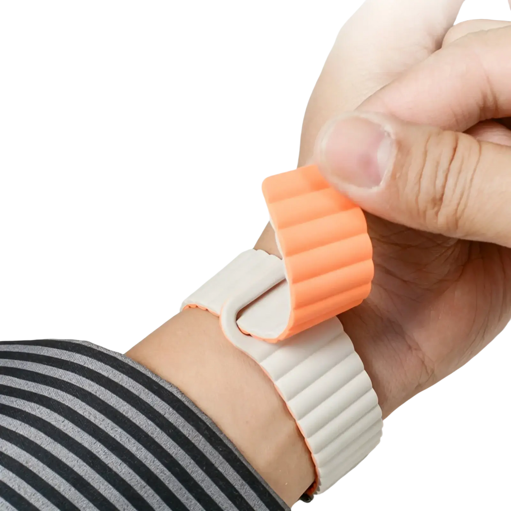Orange silicone magnetic smart watch band clip for xiaomi redmi watch with ridged flexible design for secure fastening