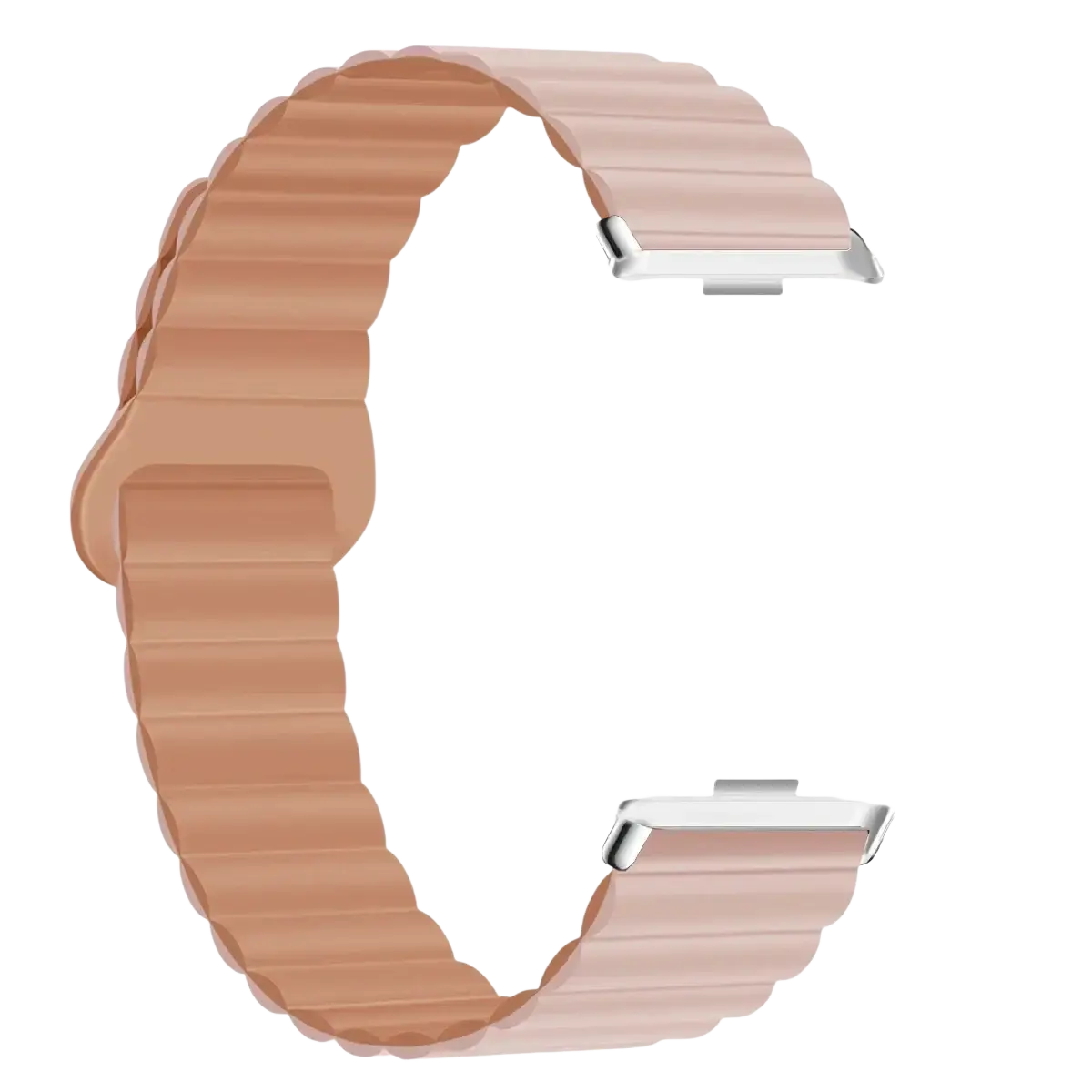 Rose gold silicone magnetic smart watch band for Xiaomi Redmi Watch with sleek ribbed texture and silver metal clasp