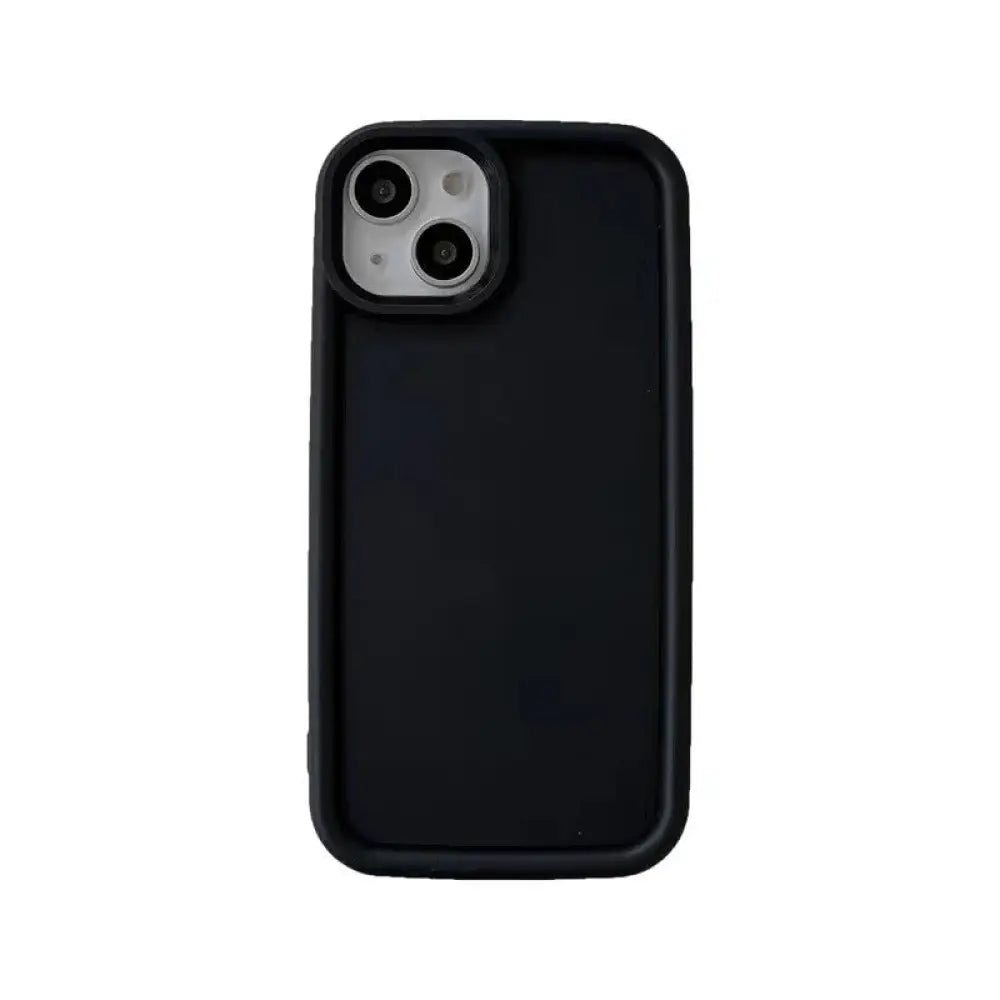 Black frosted matte silicone minimalist couple phone case for iphone 13 showing back with raised camera cutout