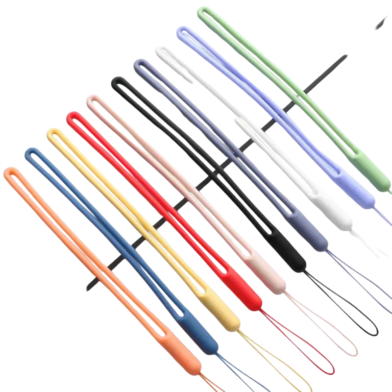 A collection of silicone phone wrist straps 2 pack in assorted colors including orange blue red yellow pink black and white