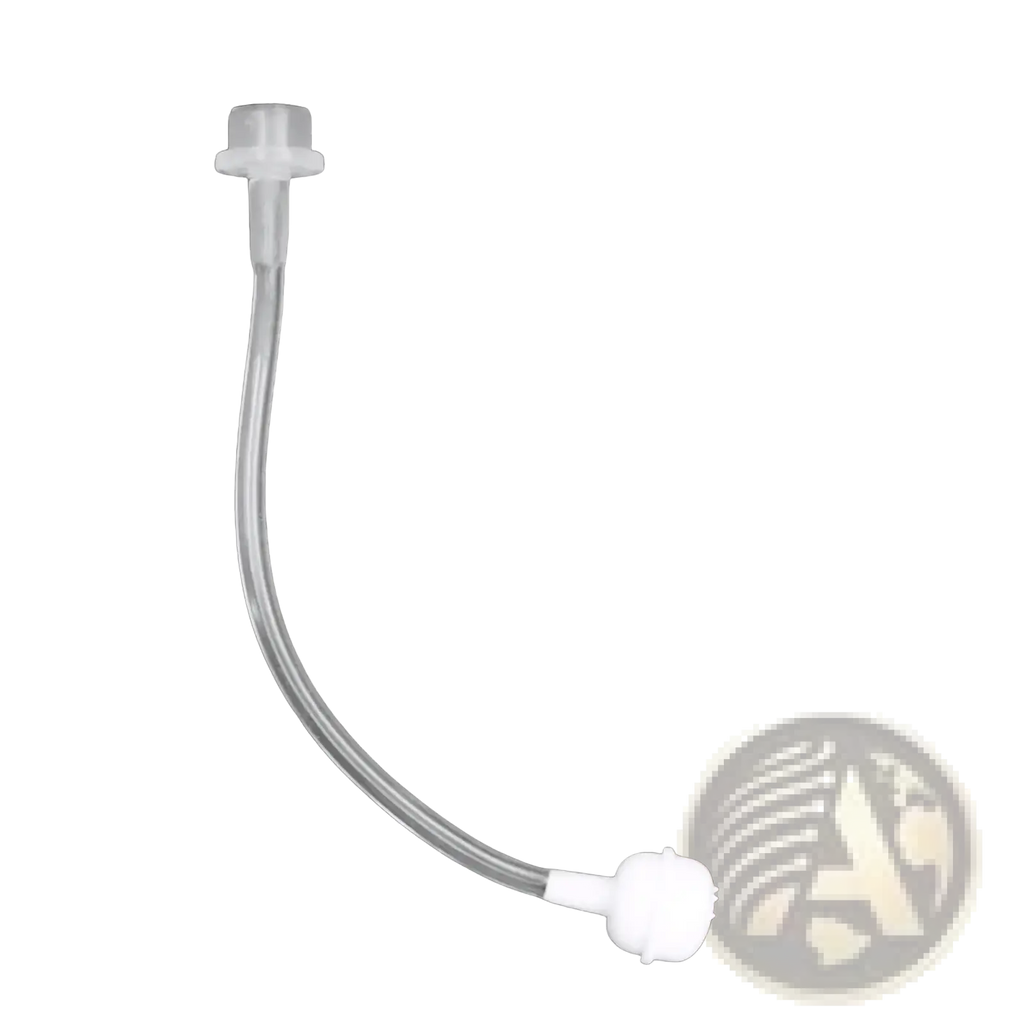 Clear plastic silicone sippy cup straw replacement with white caps at both ends for bottle accessory use