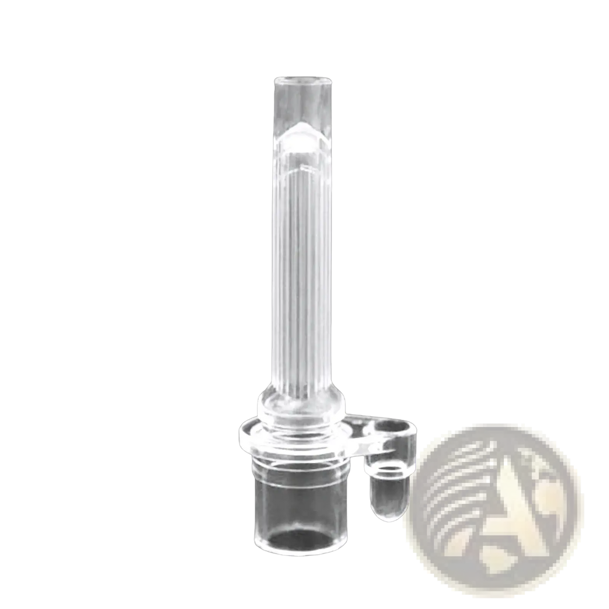 Clear plastic silicone sippy cup straw replacement with ribbed shaft and flared base for bottle accessory use