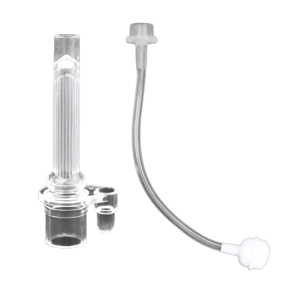 Clear plastic iv catheter with flexible tubing and white caps as silicone sippy cup straw replacement accessory