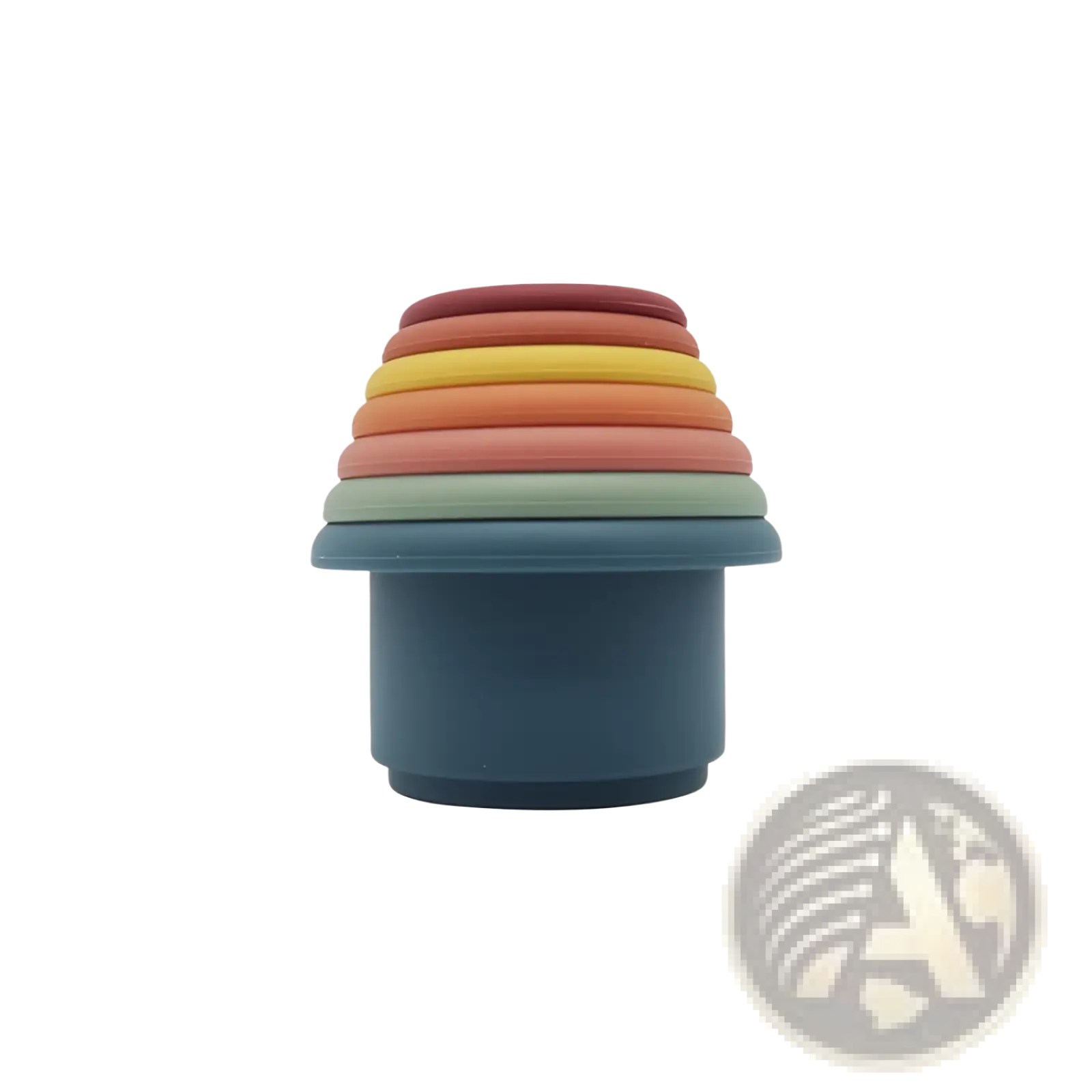 Silicone stacking cups educational nesting baby toy with rainbow-colored silicone cups in a nested set